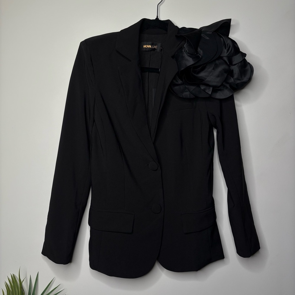 New Nova Luxe Suit Blazer Jacket Floral Appliqué Fashion Nova Evanna - Picture 3 of 6